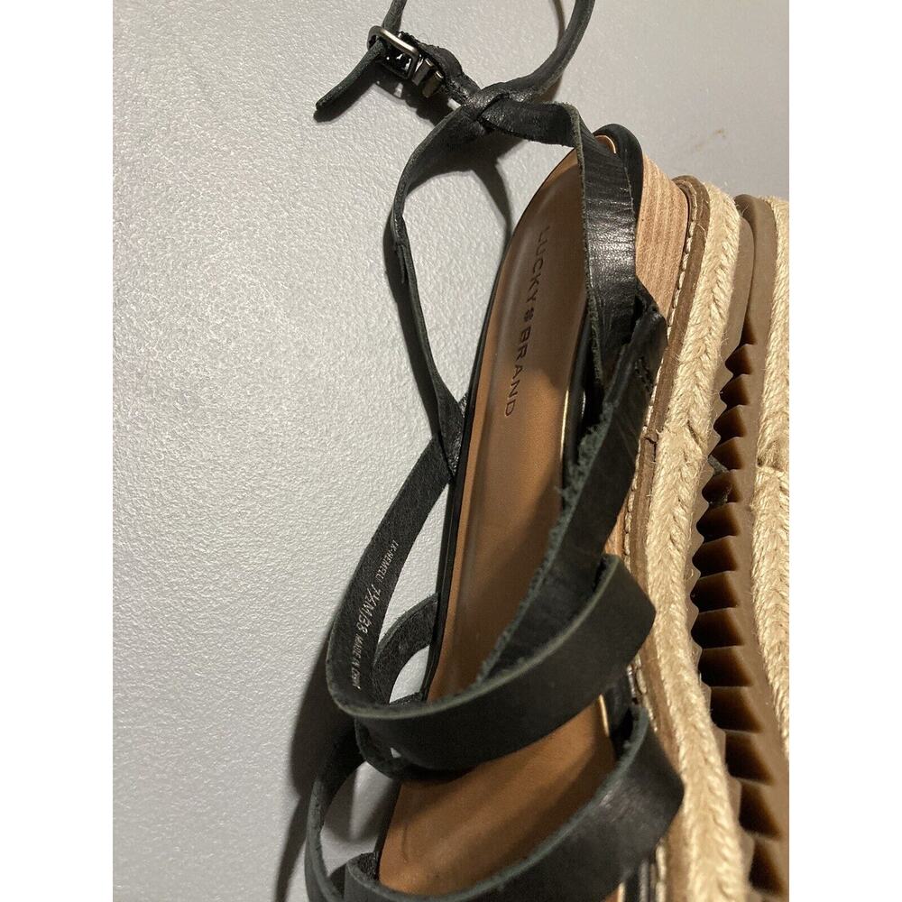 Lucky Brand Womens Nemelli Black Strappy Leather Espadrilles Shoes Size 7.5‎ - Picture 4 of 9